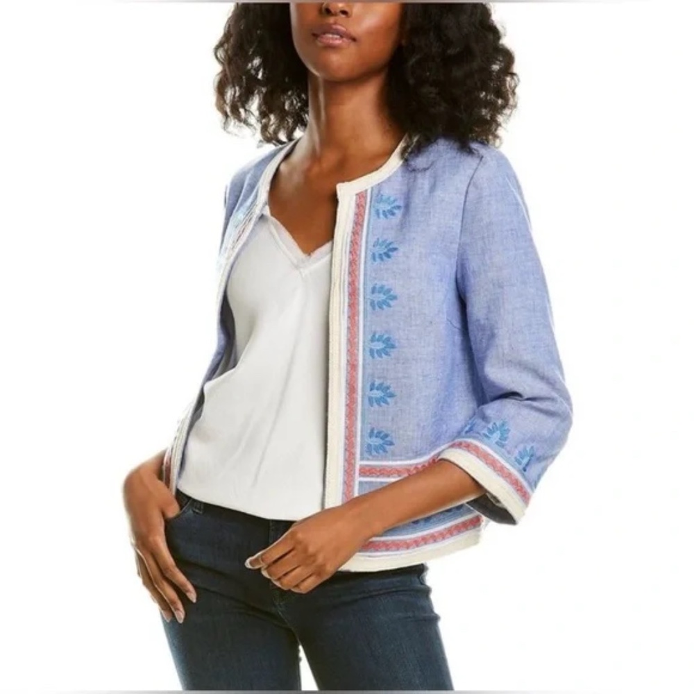 J.Mclaughlin Beatrix Jacket chambray size L linen lined (new with tag)
